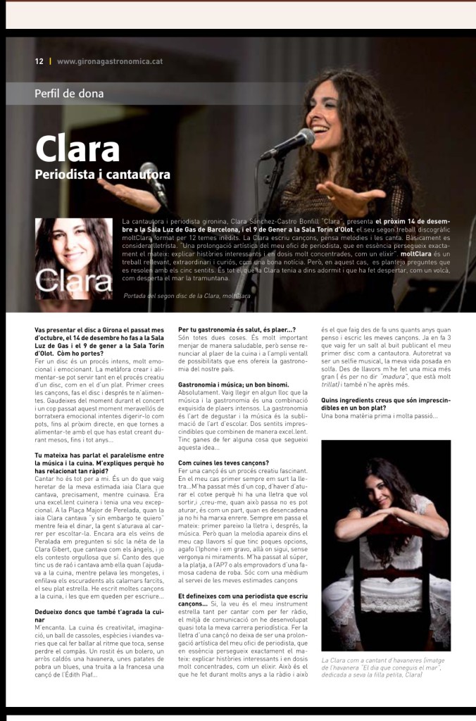 perfil de dona Clara moltClara Revista Girona Gastronòmica gener 2016