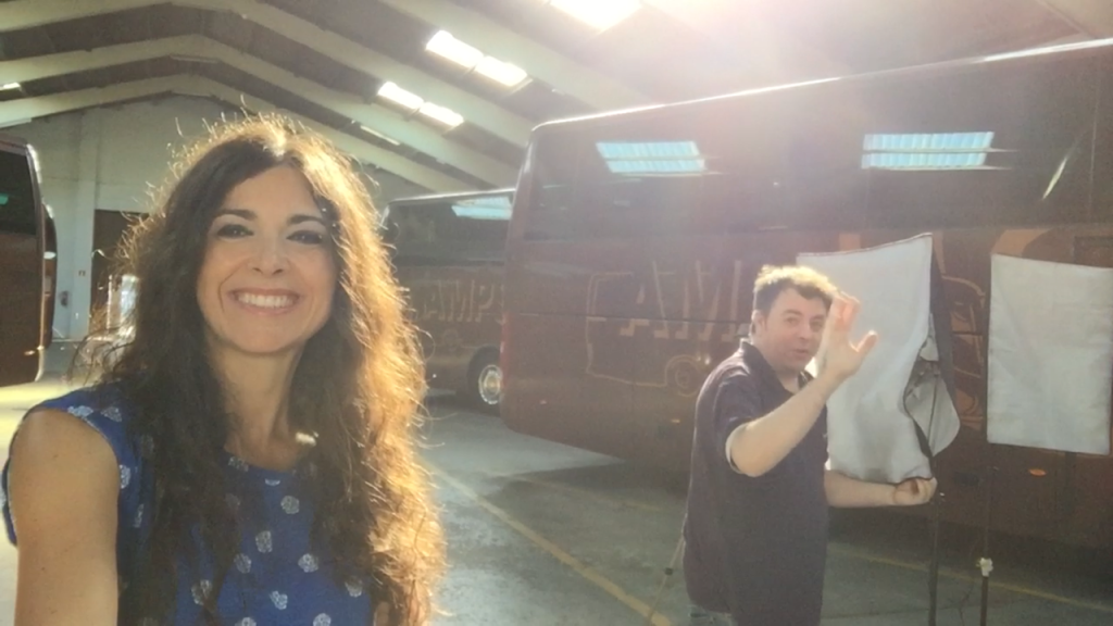 selfie Clara i Javier García gravació videoclip respira moltClara